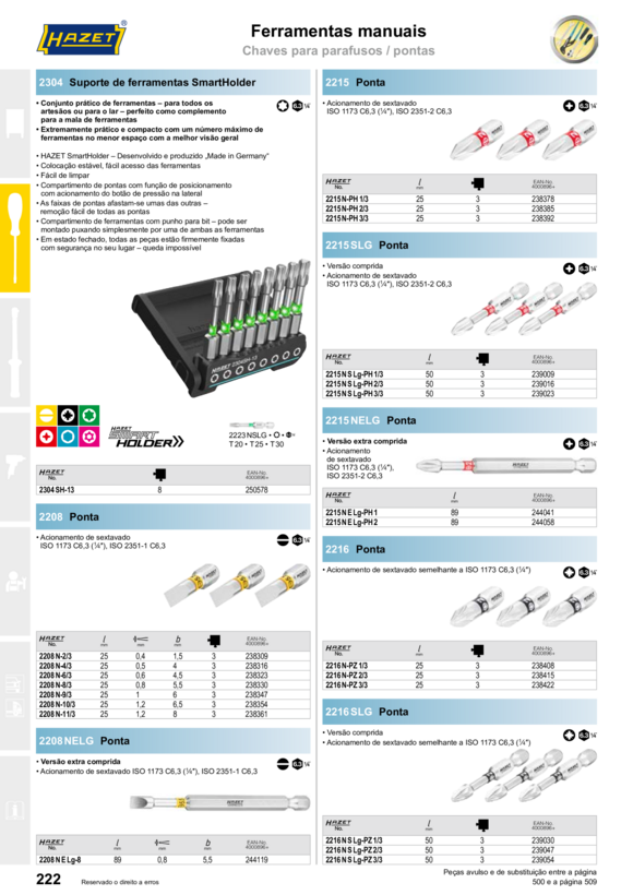 HAZET PONTA DE CHAVE DE FENDA (BIT) 2216LG-PZ2