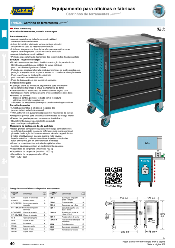 HAZET Carrinho de ferramentas 179XL-6-RAL