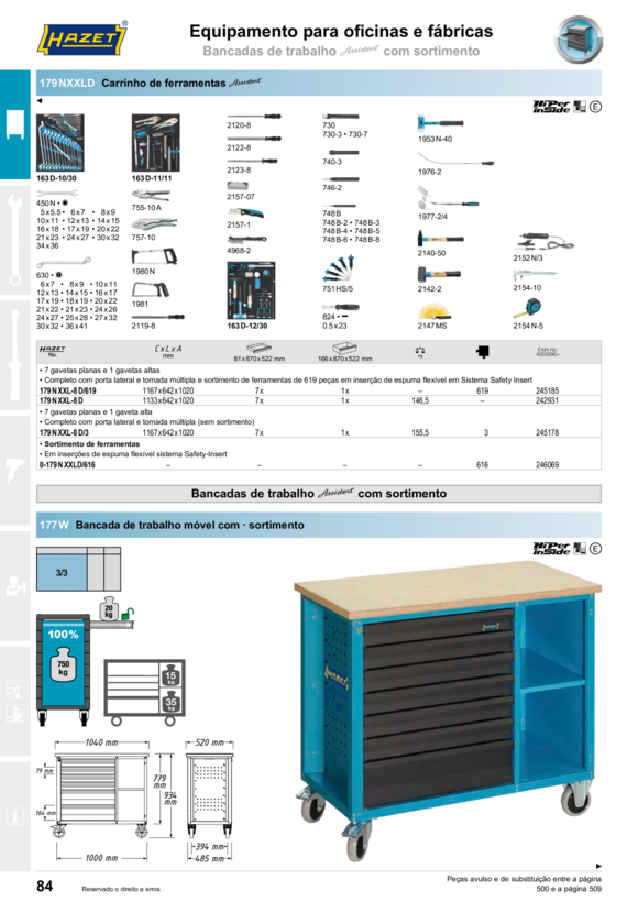 HAZET CARRINHO DE OFICINA COM GAMA 178-6/169