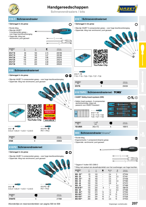 HAZET WINKELWAGENTJE TORX SCHROEVENDRAAIER 810TSPC/6-SO