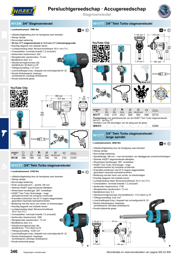 HAZET VIERKANT MET RINGSET 9013LGTT-05/3