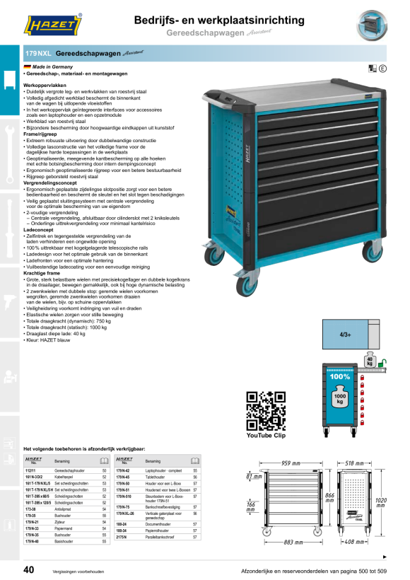 HAZET Gereedschapswagen 179XL-8-RAL
