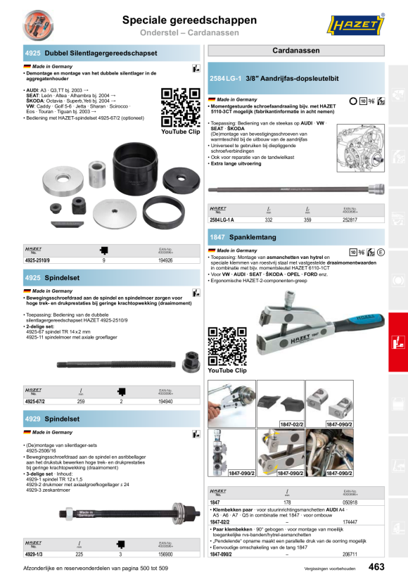 HAZET HYDRO-LAGERGEREEDSCHAPSET 4929/5