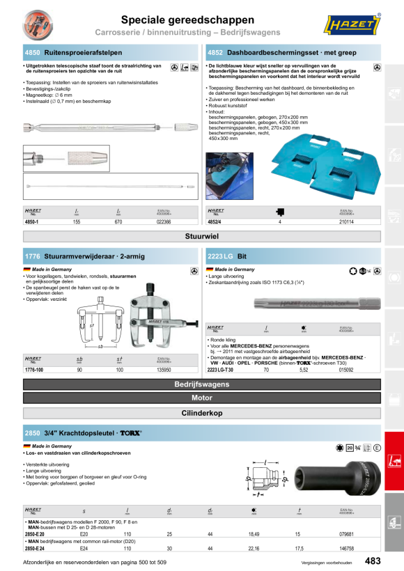 HAZET VERVANGINGSMESSENSET 4852-01/2