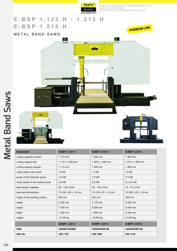 Epple E-BSP 1.313 H - Metallbandsäge 330 1300