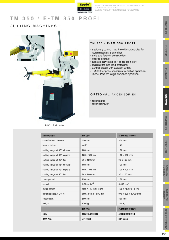 Epple E-TM 350 Profi - Trennmaschine 341 0350