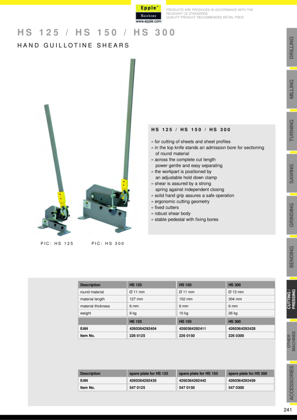 Epple Ersatzmesser für HS 300 547 0300