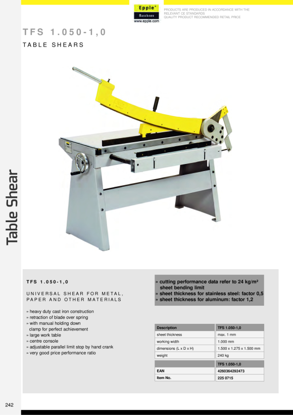 Epple E-TFS 1.350 - 1,5 - Universelle Schere 353 1350