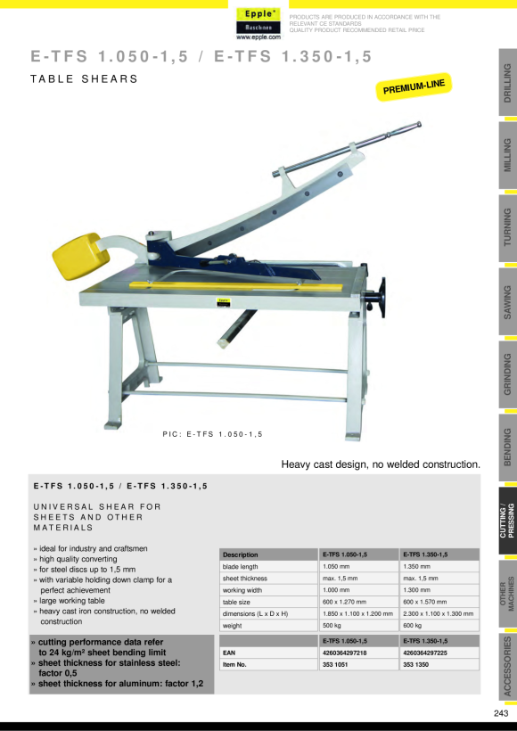 Epple E-TFS 1.350 - 1,5 - Universelle Schere 353 1350