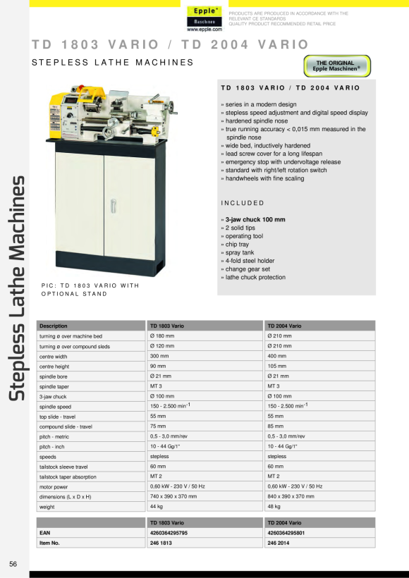 Epple TU 2004 V - Drehmaschine 246 2014