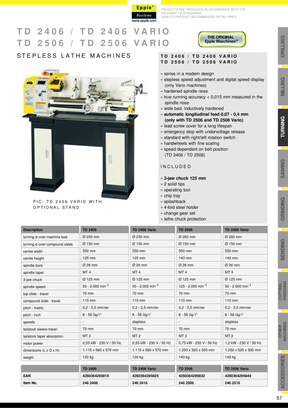 Epple TU 2004 V - Drehmaschine 246 2014