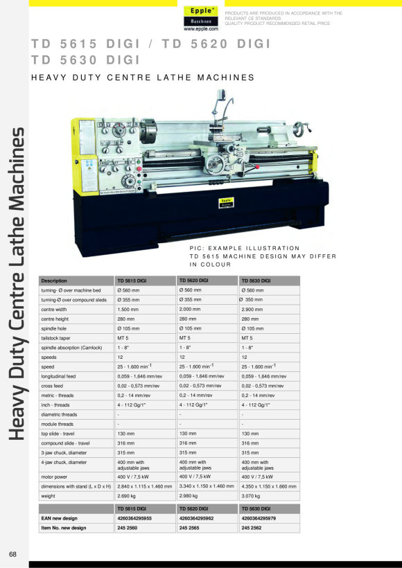 Epple TU 5630 Digi - Leit- und Zugspindeldrehmaschine 245 2562