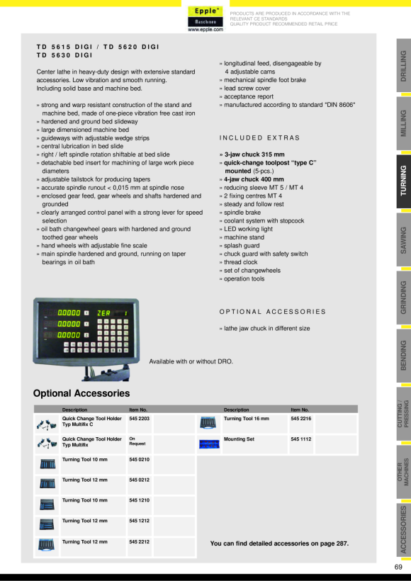 Epple TU 5630 Digi - Leit- und Zugspindeldrehmaschine 245 2562