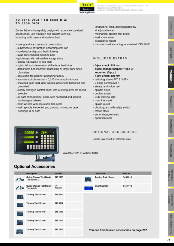 Epple TU 6630 Digi - Leit- und Zugspindeldrehmaschine 245 2663