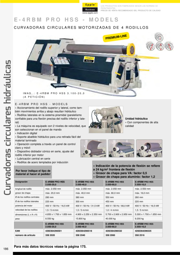 Epple E-4RBM PRO HSS 2.050-20,0 - Hydraulische 4-Walzen-Rundbiegemaschine 358 2020