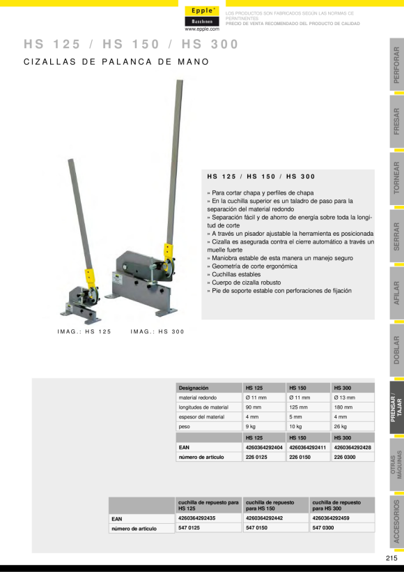 Epple Ersatzmesser für HS 300 547 0300