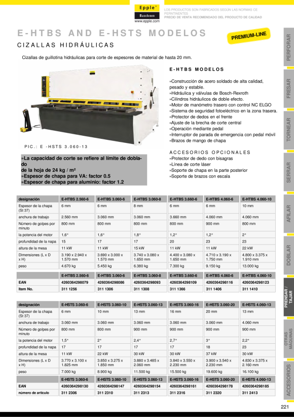 Epple E-HTBS 4.060-10,0 - Hydraulische Tafelschere 311 1410