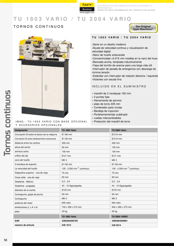 Epple TU 2004 V - Drehmaschine 246 2014