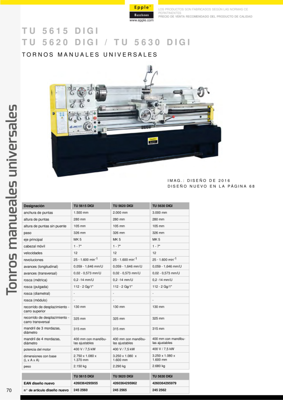 Epple TU 6630 Digi - Leit- und Zugspindeldrehmaschine 245 2663