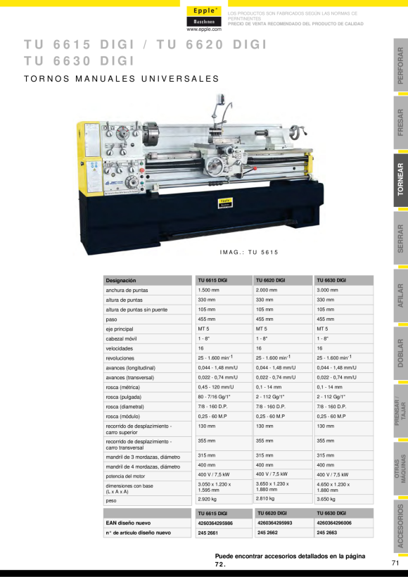 Epple TU 6630 Digi - Leit- und Zugspindeldrehmaschine 245 2663