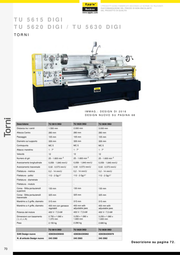 Epple TU 6630 Digi - Leit- und Zugspindeldrehmaschine 245 2663