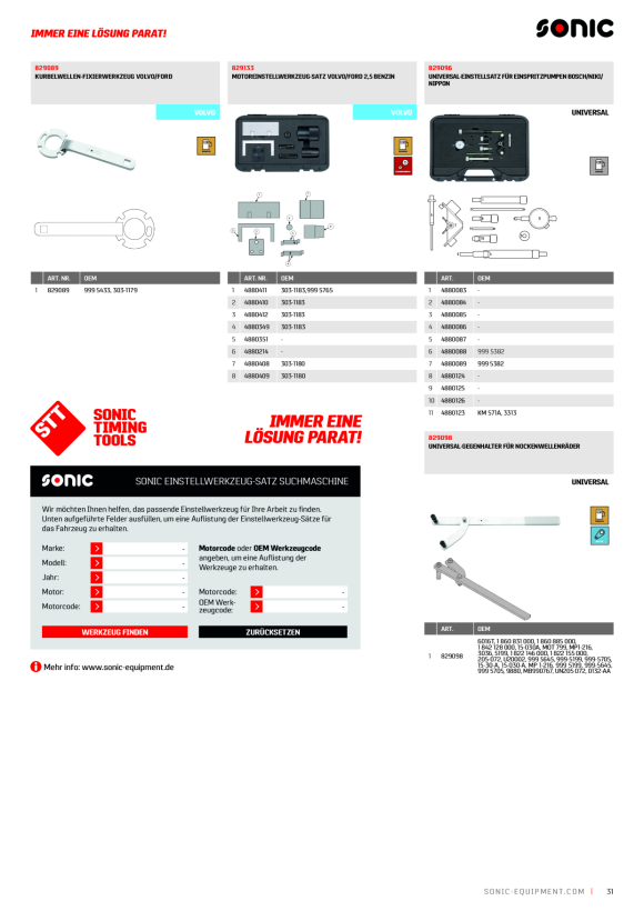 Sonic Sensor-Ausrichtungswerkzeug für Volvo 2.0 Gtdi 4880290