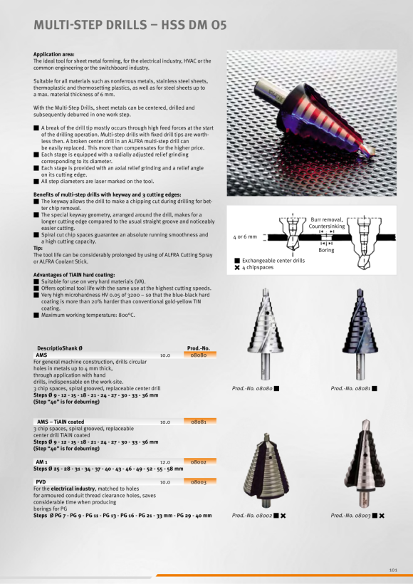 ALFRA HSS multi-stage drill type AM-1 08002