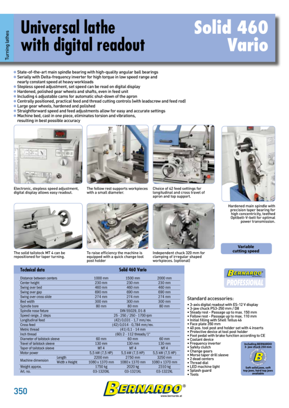 Bernardo Universaldrehmaschine SOLID 460 x 1500 Vario 03-1321XL
