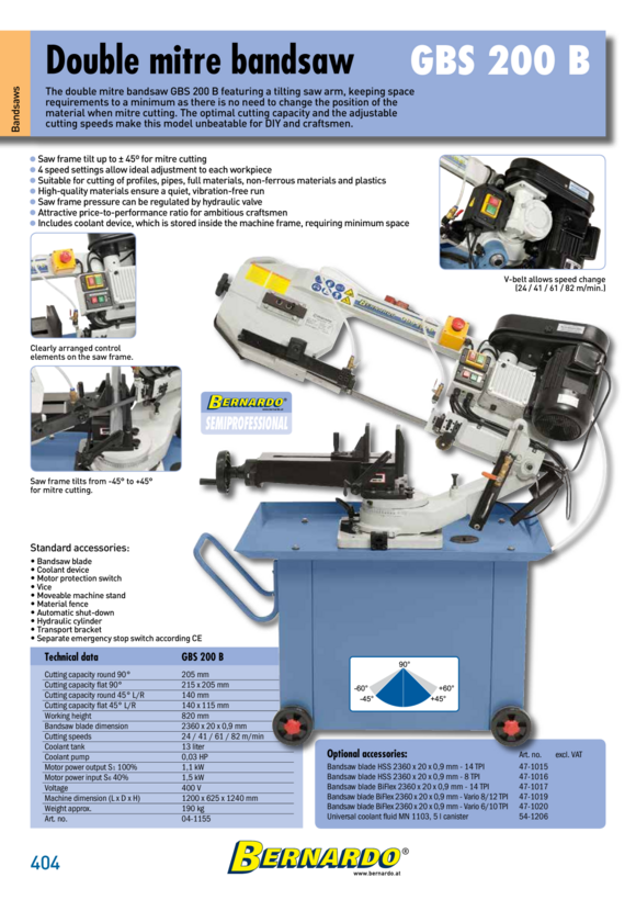 Bernardo Doppelgehrungsbandsäge GBS 200 B 04-1155