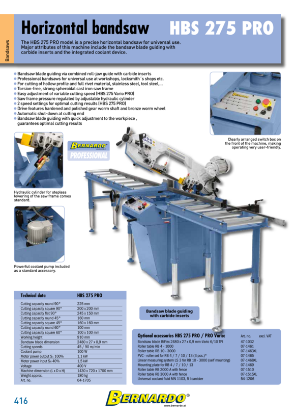 Bernardo Horizontalbandsäge HBS 275 PRO / 400 V 04-1705