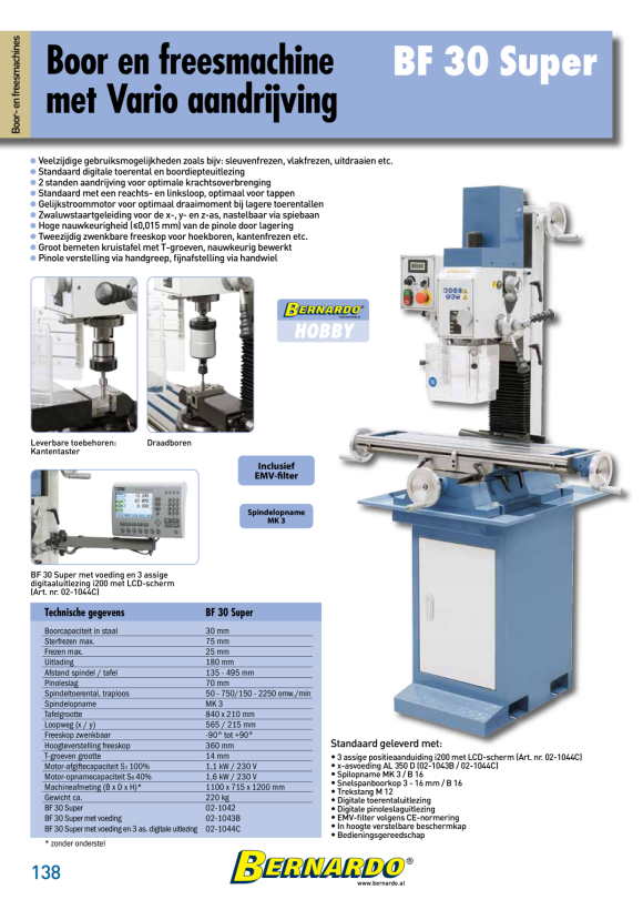Bernardo Bohr- und Fräsmaschine BF 30 Super 02-1042
