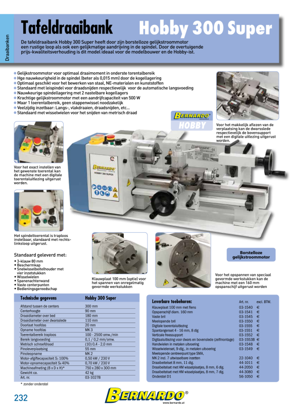 Bernardo Leitspindeldrehmaschine Hobby 300 Super 03-1027B