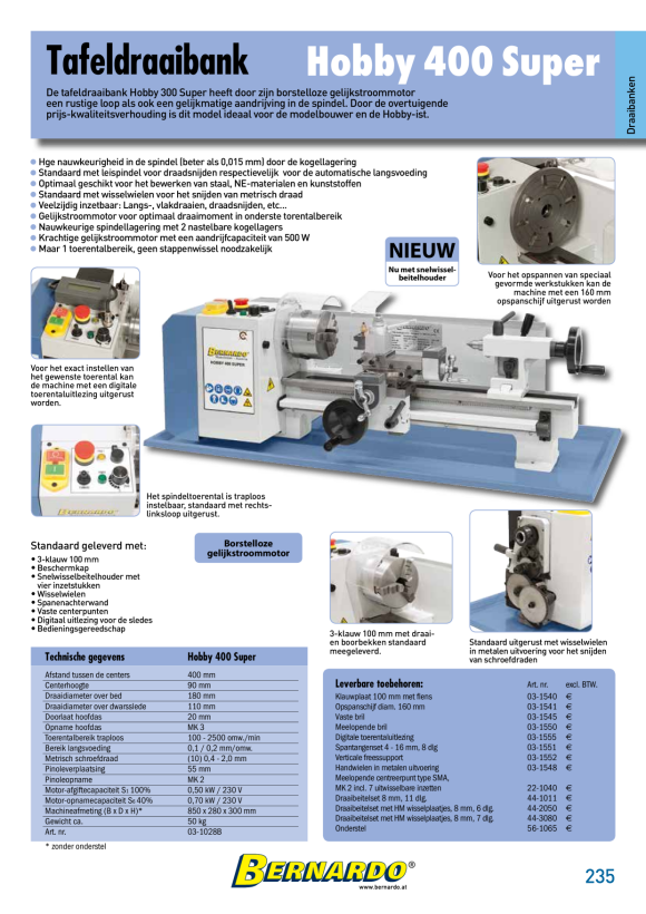 Bernardo Tischdrehmaschine Hobby 350 VDM 03-1029