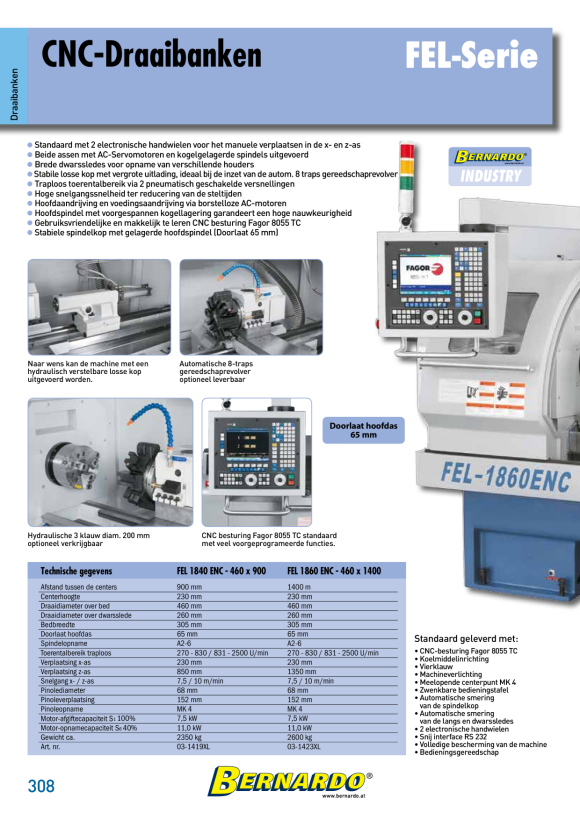Bernardo Zyklen - Drehmaschine FEL 1840 ENC - 460 x 900 03-1419XL