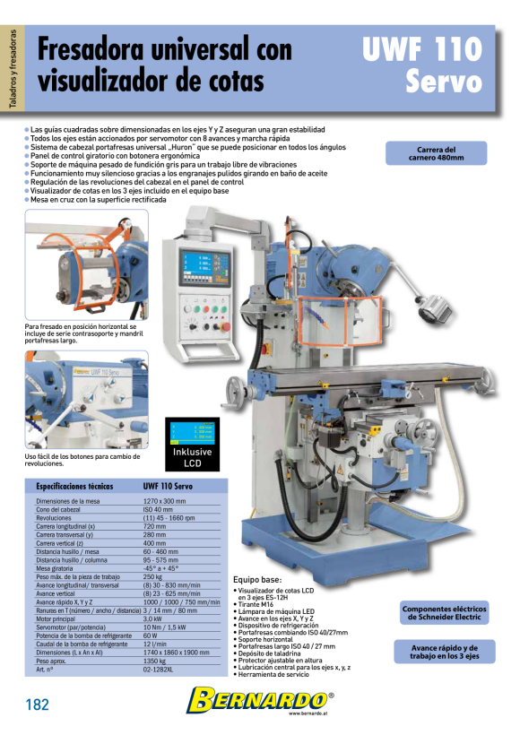 Bernardo Universalfräsmaschine mit Servoantrieb UWF 110 Servo 02-1282XL