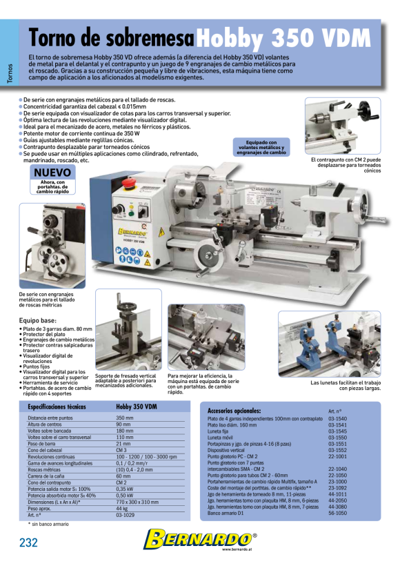 Bernardo Tischdrehmaschine Hobby 350 VDM 03-1029