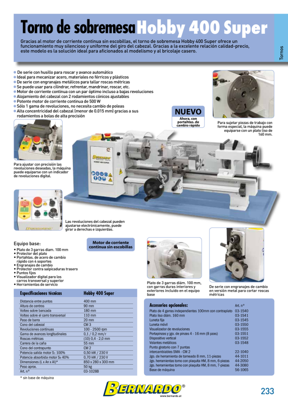 Bernardo Tischdrehmaschine Hobby 350 VDM 03-1029