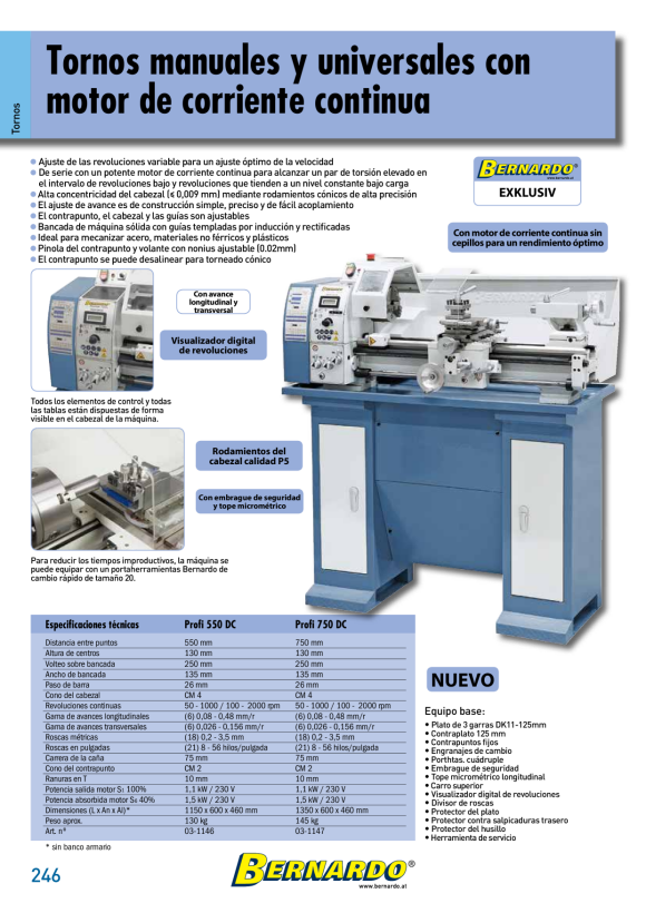Bernardo Leit- und Zugspindeldrehmaschine Profi 550 DC / 230 V 03-1146