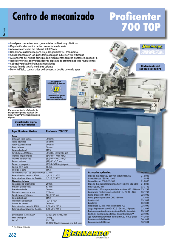 Bernardo Bearbeitungszentrum Proficenter 700 Top / 230 V 03-1251
