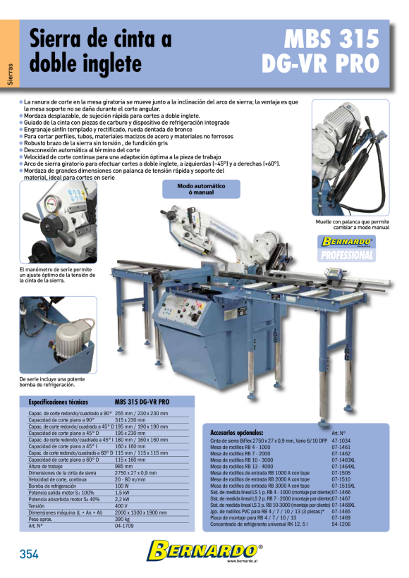 Bernardo Doppelgehrungsbandsäge MBS 315 DG-VR Pro / 400 V 04-1709