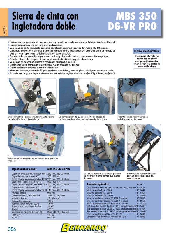 Bernardo Doppelgehrungsbandsäge MBS 350 DG-VR Pro / 400 V 04-1711