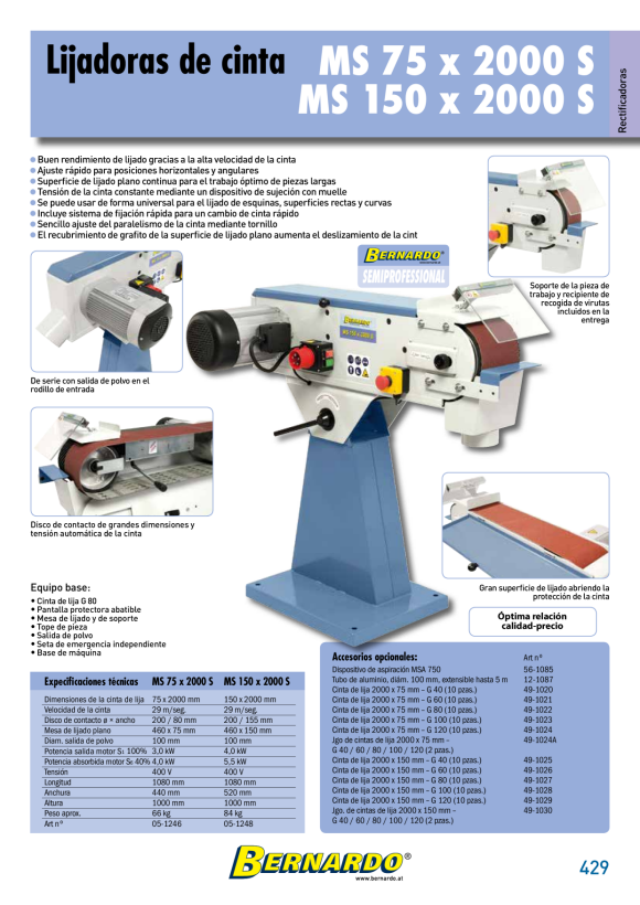 Bernardo Bandschleifmaschine MS 150 x 2000 S / 400 V 05-1248