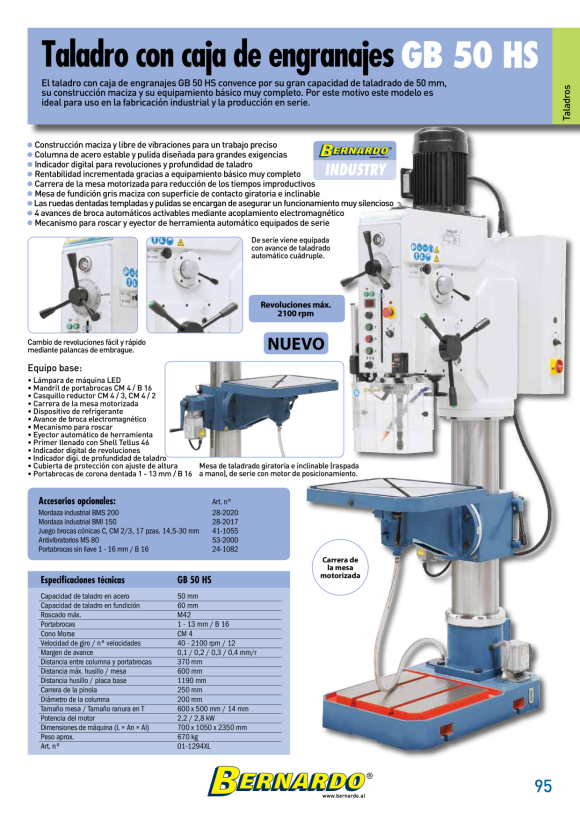 Bernardo Getriebe-Säulenbohrmaschine GB 40 Vario 01-1302XL