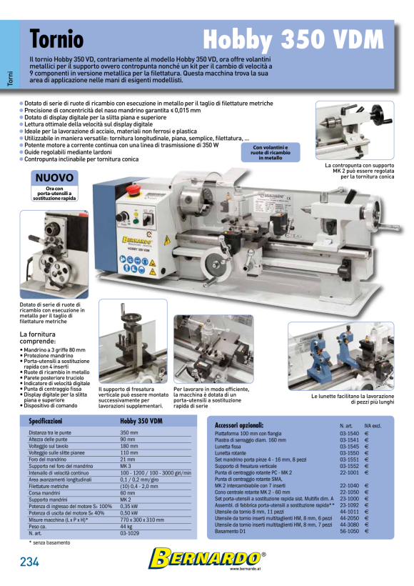 Bernardo Tischdrehmaschine Hobby 350 VDM 03-1029