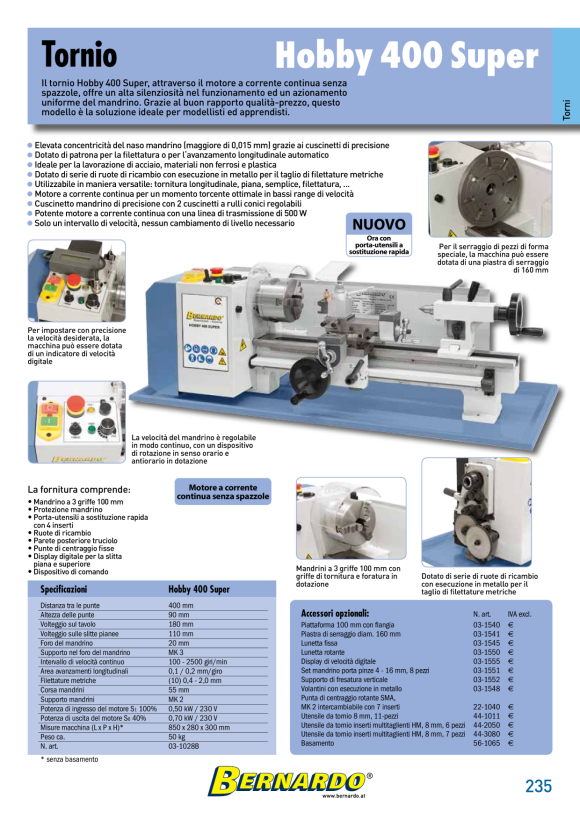 Bernardo Tischdrehmaschine Hobby 350 VDM 03-1029