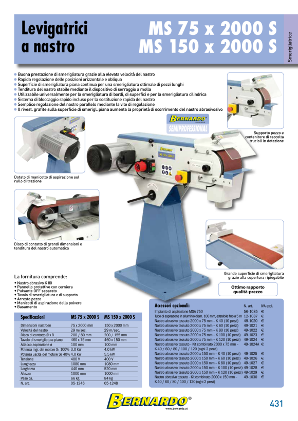Bernardo Bandschleifmaschine MS 75 x 2000 S / 400 V 05-1246