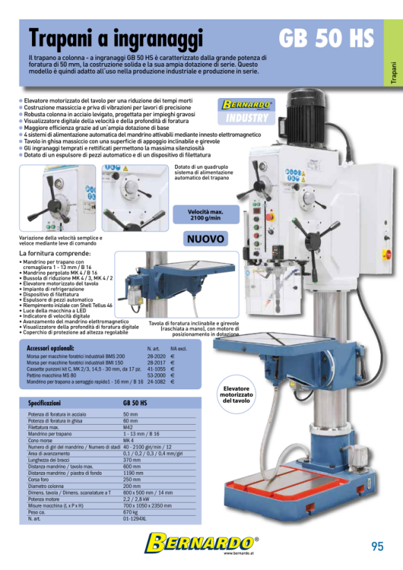 Bernardo Getriebe-Säulenbohrmaschine GB 40 Vario 01-1302XL