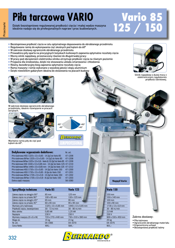 Bernardo Metallbandsäge Vario 125 / 230 V 04-1070