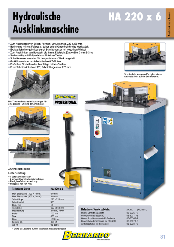 Bernardo Ausklinkmaschine HA 220 x 6 06-1886