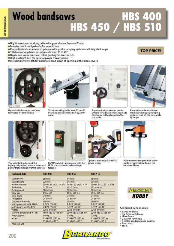 Bernardo Holzbandsäge HBS 450 / 230 V 11-4060B